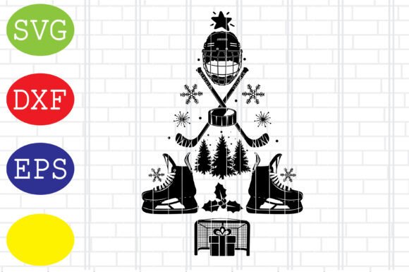 Ice Hockey Christmas Tree Svg: Graphics for Crafts