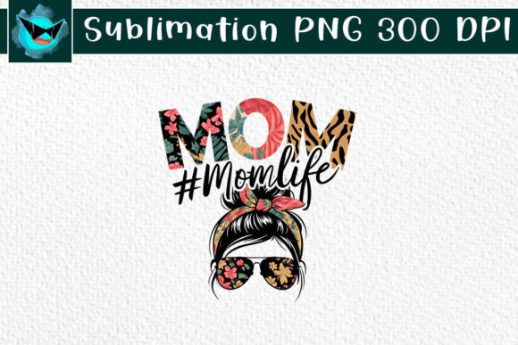 Messy Bun Mom Life Skull Love PNG: Graphics for Crafts