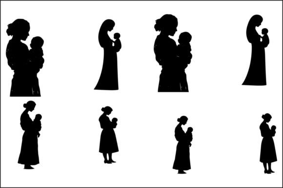 Mother & Child Walking Graphics for Crafts