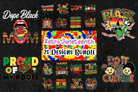Retro Juneteenth Graphics for Crafts & Design