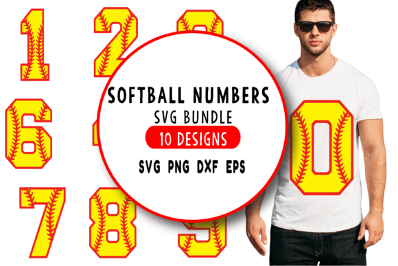 Softball Numbers SVG Bundle: Sports Graphics for Crafts