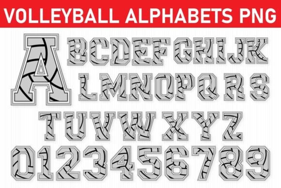 Volleyball Alphabet Graphics for Crafts and Branding